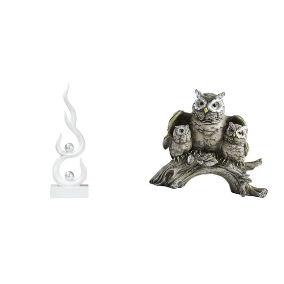 CoudarTitie Modern Resin Flame Owl Sculpture Abstract Fire Animal Statue Desktop Ornament for Office Living Room Bookshelf Patio Cabinet Decor Gift