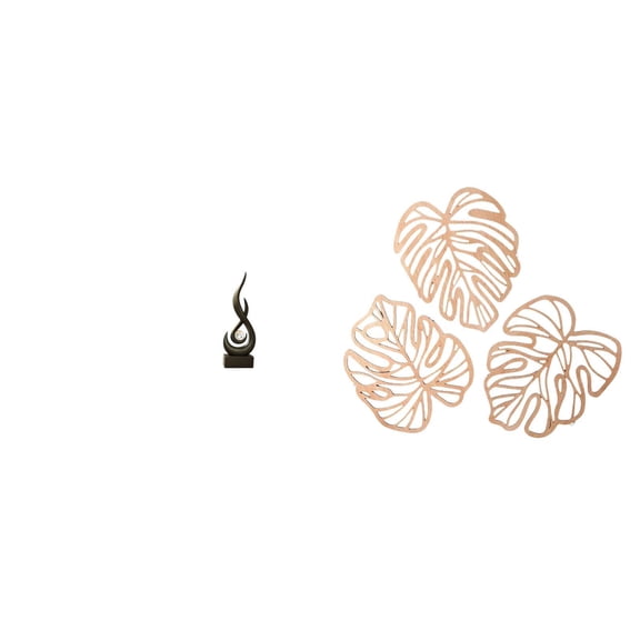 CoudarTitie Modern Resin Flame Palm Leaves Sculpture Creative Abstract Fire Statue Wooden Ornament for Living Room Cabinet Wall Art Decor