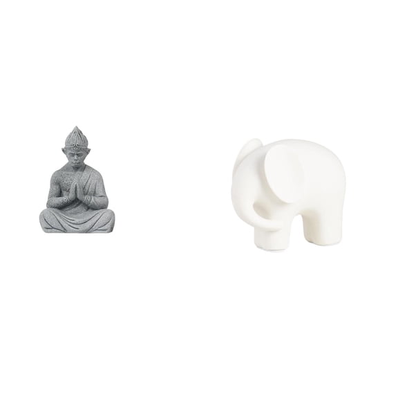 CoudarTitie Monkey Buddha Elephant Statue Animal Sculpture Collectible Miniature Figurine Sun Wukong Ceramic Figure for Hotel Patio Backyard Bookshelf Tabletop