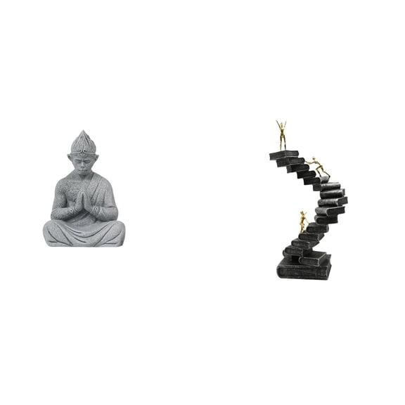CoudarTitie Monkey Buddha Thinker Statue Resin Abstract Figure Collectible Miniature Sculpture for Hotel Patio Bookshelf Desktop Table Decorations