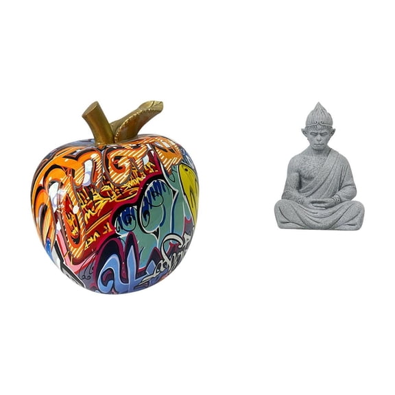 CoudarTitie Monkey Figurine Statue Resin Sculpture Buddha Ornament Miniature Meditating Sandstone Statue Suitable for Home Living Room Bedroom Office Desk Meditat