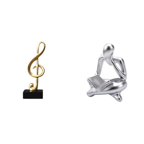 CoudarTitie Music Note Sculpture Desktop Figurine Abstract Reader Statue Human Figurine Collectible Resin Elegant Craft Suitable for Weddings Anniversaries Holida
