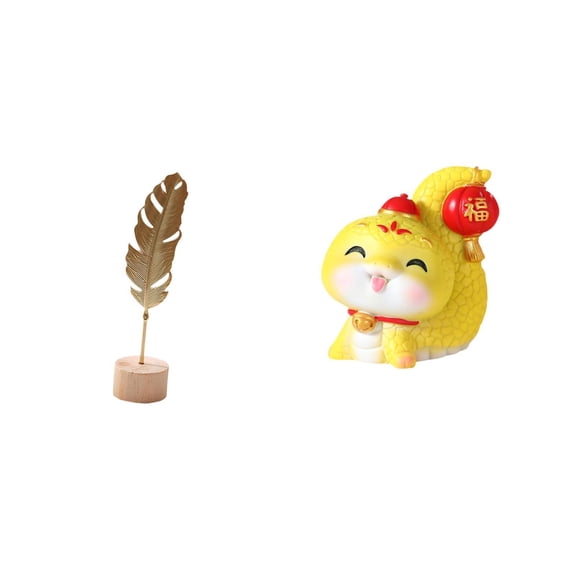 CoudarTitie Nordic Abstract Metal Leaf and Cartoon Snake Resin Sculpture Creative Tabletop Ornament for Home Office Bedroom Shelf Centerpiece Decor Gift