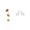thumbnail image 1 of CoudarTitie Nordic Abstract Metal Leaf Shaped Sculpture Figurine Ornament with Unique Elephant Animal Statue Tabletop Decoration for Creative Home Entrance Office Bedroom Party Decor, 1 of 8