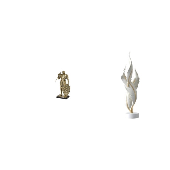 CoudarTitie Nordic Resin Knight Feather Abstract Art Figurine Modern Sculpture Decorative Ornament for Office Desk Cabinet Table Centerpiece Entryway Fireplace