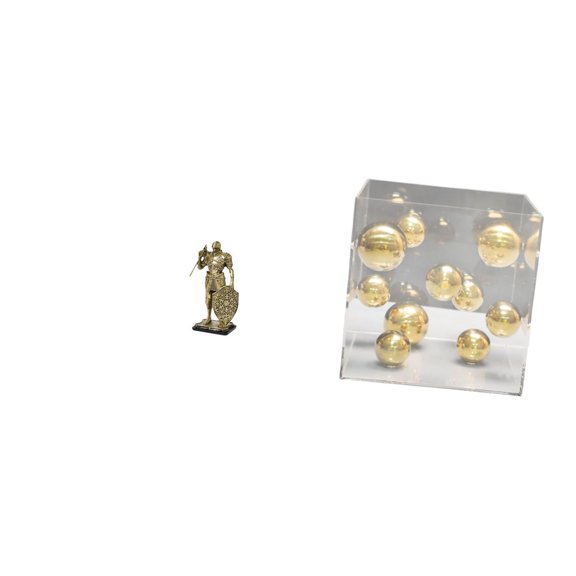 CoudarTitie Nordic Resin Knight Figurine with Transparent Acrylic Ball Cover Abstract Art Sculpture Ornament for Desk Office Tabletop Entryway Decor