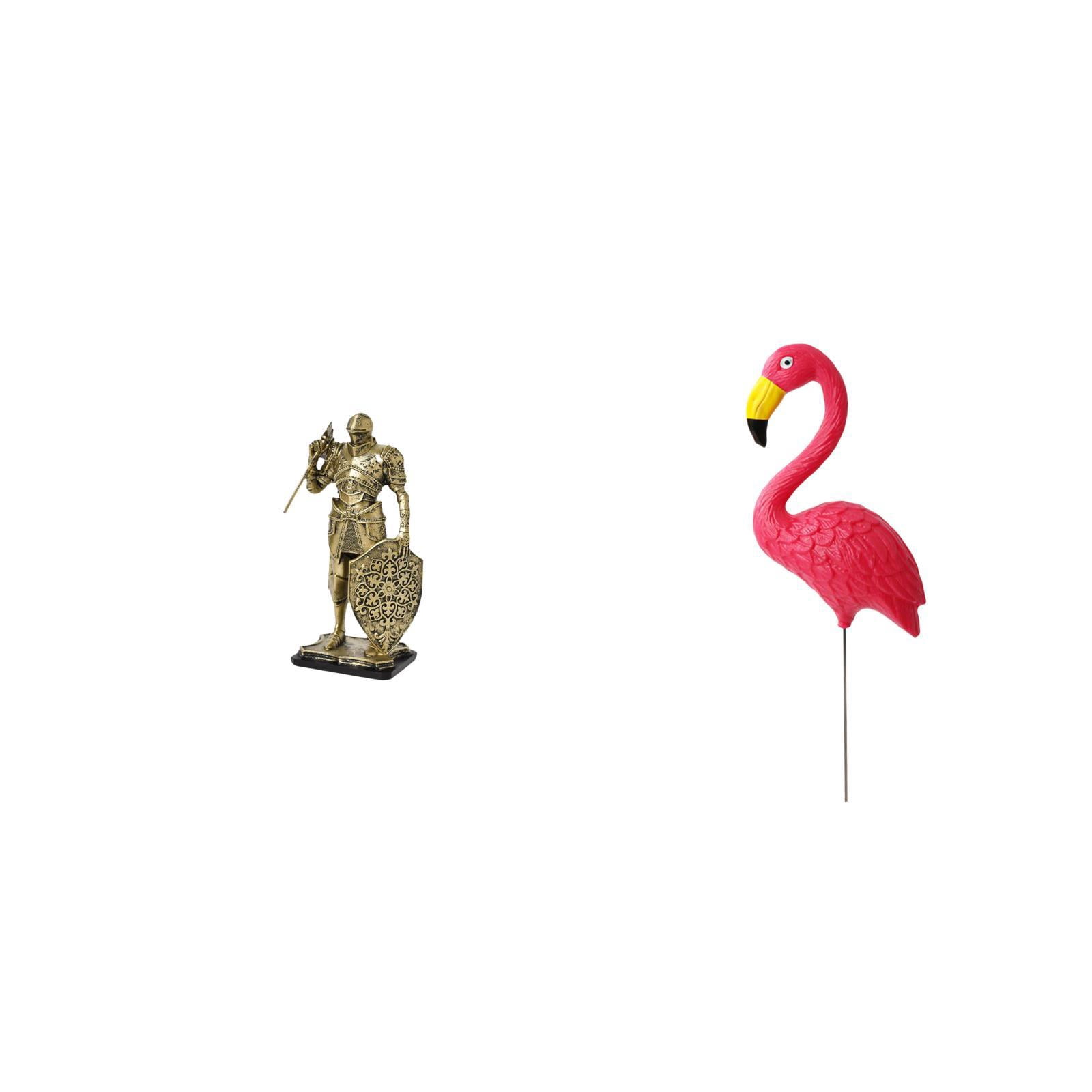 CoudarTitie Nordic Resin Knight and Bird Figurine Abstract Art Sculpture for Desk Office Table Centerpiece and Fairy Garden Flamingo Yard Ornament