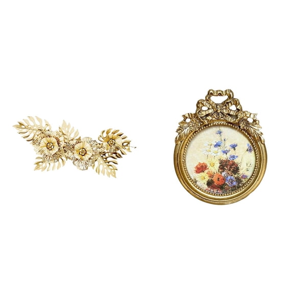 CoudarTitie Ornate European Metal Wall Art Decorative Sculpture and Vintage Picture Display Frame for Wedding Gift Home Decorations Hotel Holidays