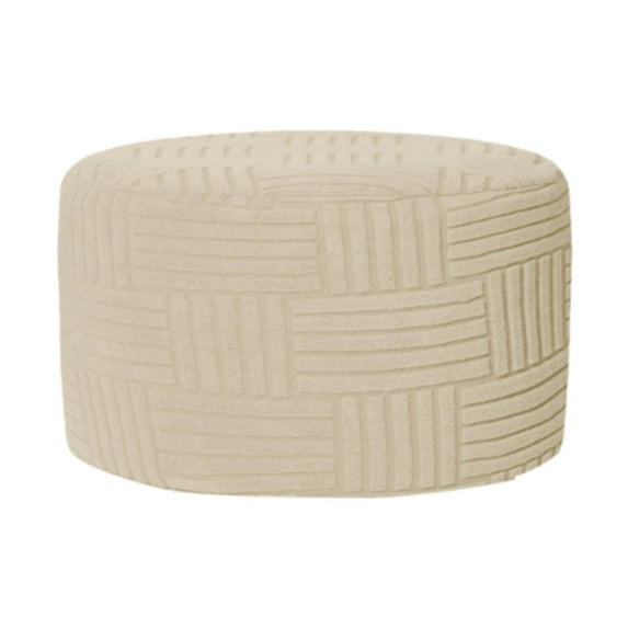 CoudarTitie Ottoman Cover Round Round Ottoman Storage Cover for Bedroom Footrest Ottoman Beige