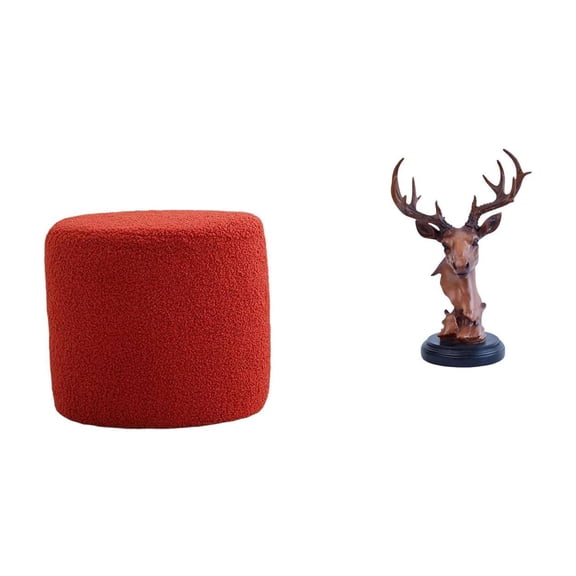 CoudarTitie Ottoman Foot Rest Stool Bench Seat Chair Cylinder Sofa Tea Stool for Office Bedroom Nursery Apartment with Deer Head Ornament Figurine Craft Animal Statue Home Decor Adornment Resin