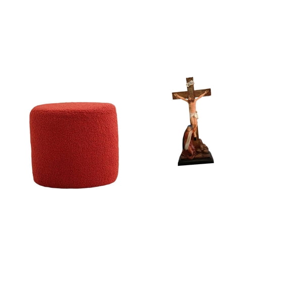 CoudarTitie Ottoman Foot Rest Stool Bench Seat Chair Cylinder Sofa Tea Stool for Office Bedroom Nursery Apartment Jesus Sculpture Decorative Ornament Crafts Holy Religious Catholic Mother Mary