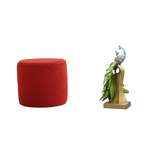 CoudarTitie Ottoman Foot Rest Stool Bench Seat Chair Cylinder Sofa Tea Stool for Office Bedroom Nursery Apartment Peacock Statue Animal Sculpture Desktop Ornament Decorative Figurine Desk