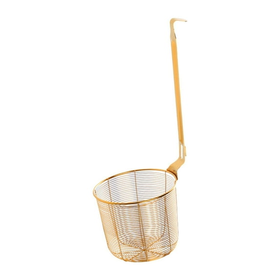 CoudarTitie Pasta Noodle Strainer Frying Food Basket Portable Long Handle Food Strainer Mesh gold
