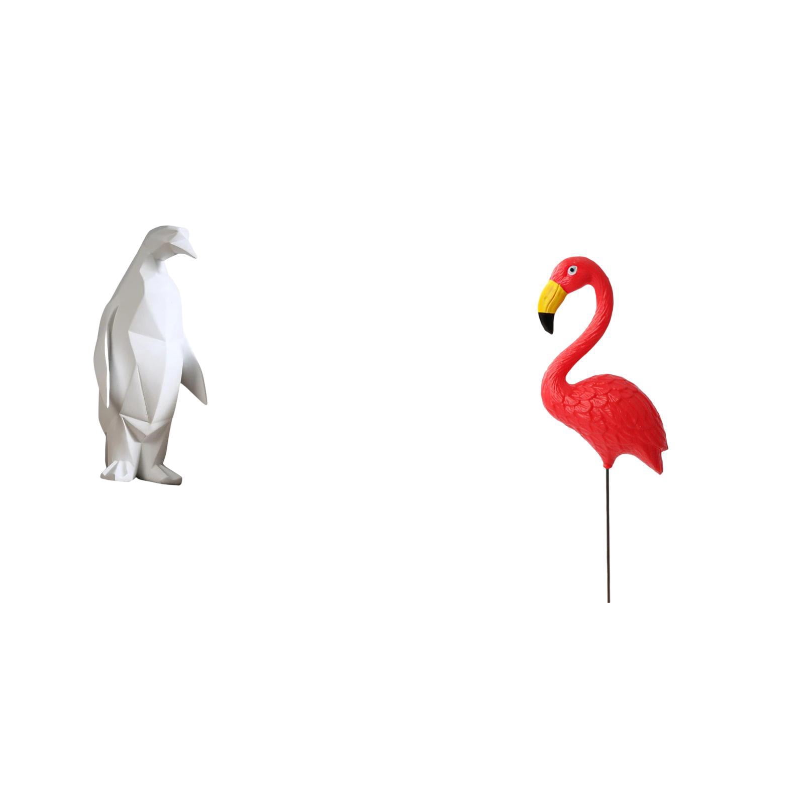 CoudarTitie Penguin Bird Sculpture Figurine Collectable Craft Decorative Ornament Resin Animal Statue Yard Art Ornament Backyard Fairy Garden Accessories Flamingo Garden Stake for Housewarming