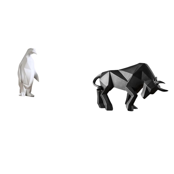 CoudarTitie Penguin Bull Resin Sculpture Figurine Collectible Ornament Decorative Modern Abstract Animal Statue for Housewarming Tabletop Desk Shelf Office Bedroom