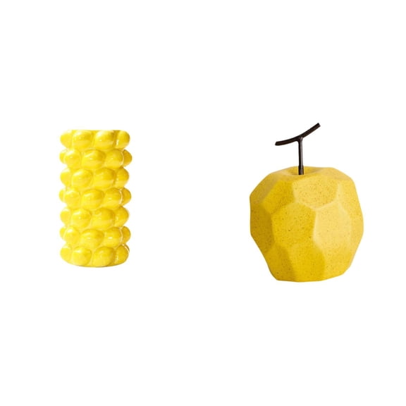 CoudarTitie Porcelain Flower Fruit Arrangement Sculpture Vase Ornament for Tabletop Living Room Office Desk Geometric Collectible Container Decor