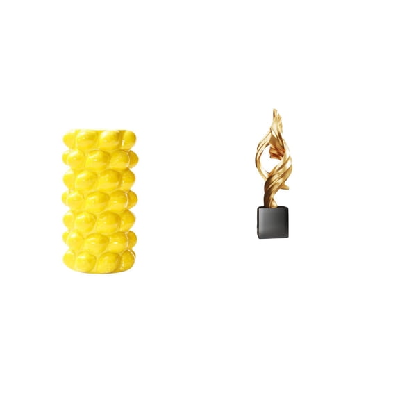 CoudarTitie Porcelain Flower Vase and Abstract Art Statue Decorative Sculpture for Tabletop Living Room and Office Coffee Table Ornament Decor