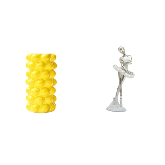 CoudarTitie Porcelain Flower Vase and Ballerina Figurine Creative Tabletop Ornament Modern Art Sculpture for Living Room Bedroom Office Decor