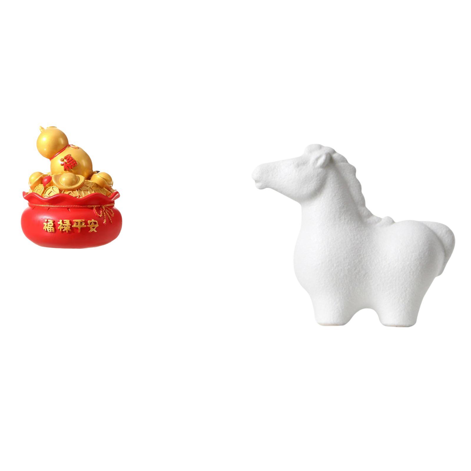 CoudarTitie Porcelain Money Bag Horse Figurine Art Craft Ornament ...