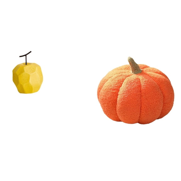 CoudarTitie Porcelain Pumpkin Sculpture Plush Fruit Ornament Collectible Table Statue Geometric Decorative Sofa Cushion for Festival Office Bedroom Room Decor