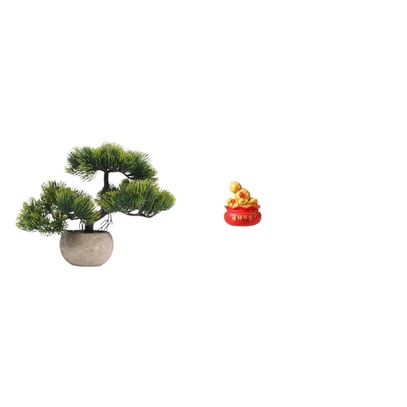 CoudarTitie Prosperity Bonsai Greenery Treasure Ornament Faux Plant Centerpiece Cornucopia Figurine Art Craft for Housewarming Spring Festival Decor