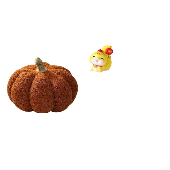 CoudarTitie Pumpkin Snake Plush Pillow and Resin Statue Decorative Set for Sofa Bed Bedroom Table Shelf Centerpiece Housewarming Decor