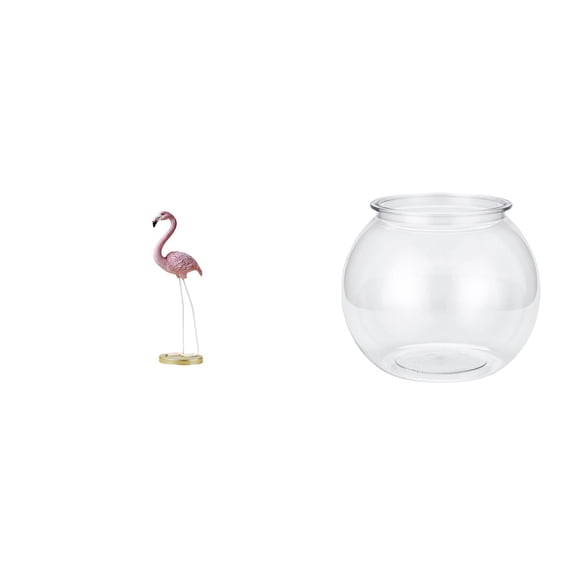CoudarTitie Radiant Flamingo Bird Sculpture with Transparent Fish Tank Vase Modern Art Home Decor for Garden Pond Bedroom Living Room Table
