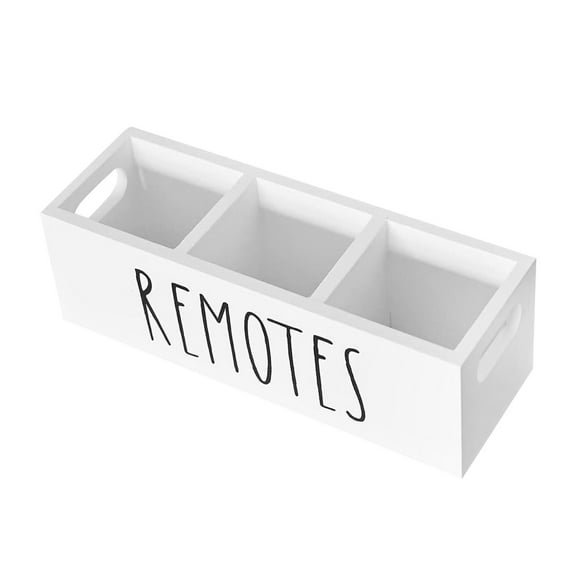 CoudarTitie Remote Control Holder Bedside Table Storage Organizer 3 Slots Rustic Wood Remote