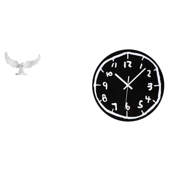 CoudarTitie Resin Angel Sculpture with Modern Acrylic Clock Art for Office Kitchen Bookshelf Hallway and Dining Room Home Decoration