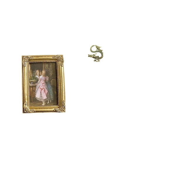 CoudarTitie Resin Brass Photo Frame Card Display Holder with Glass Front Mini Tea Pet Figurine for Bedroom Office Tabletop Wall Poster Decor