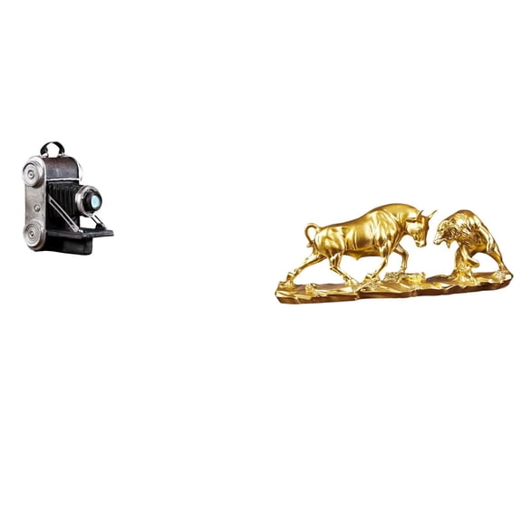 CoudarTitie Resin Camera Bull Bear Cow Statue Model Modern Chinese Animal Sculpture Ornament for Desk Cabinets Bar Family Friends Gifts
