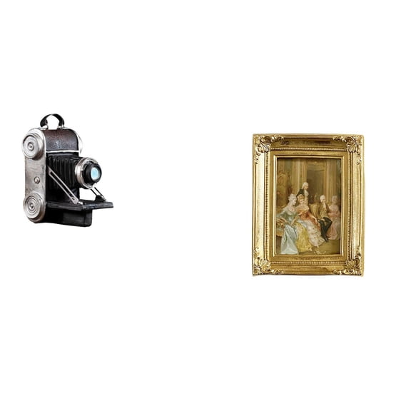 CoudarTitie Resin Camera Statue Model Ornament and Photo Frame Card Display Holder Decorative Prop for Cabinets Bar Family Desktop Tabletop Wall Bedroom Office