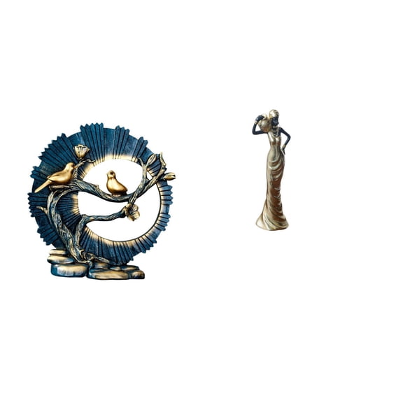 CoudarTitie Resin Craft Figurine for Living Room Bookshelf Desk African Tribal Lady Sculpture Tabletop Vintage Decorative Ornament Housewarming