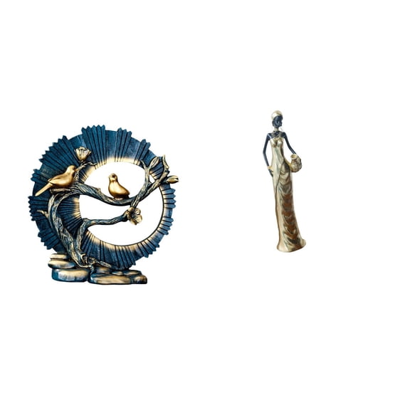 CoudarTitie Resin Figurine Craft for House Decorations Bookshelf Living Room Desk African Sculpture Tabletop Ornament Vintage Tribal Lady Statue Decorative Bedroom Gift