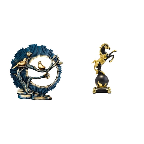 CoudarTitie Resin Horse Ornament Figurine Modern Craft Sculpture for House Decorations Bookshelf Living Room Bedroom Centerpiece Desk Indoor