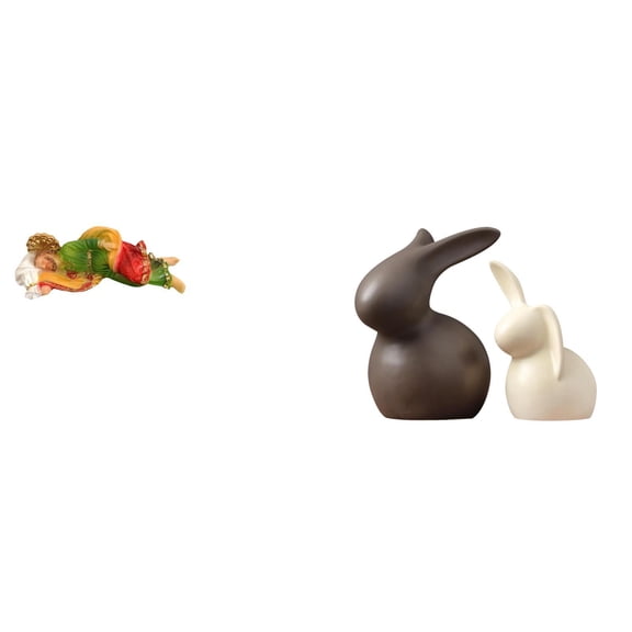 CoudarTitie Resin Joseph Sculpture Sleeping Jesus Figure Decorative Desk Display Ceramic Bunny Porcelain Statue Easter Garden Cabinet Shelf Office Car Decor