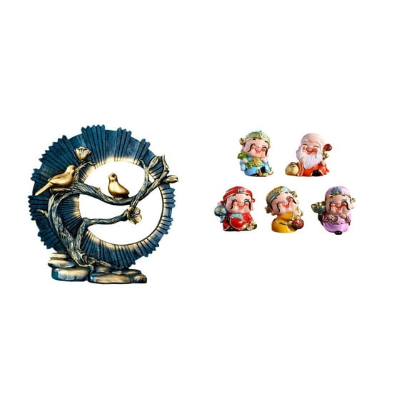 CoudarTitie Resin Ornament Figurine Craft Knick Knack Sculpture for House Decorations Bookshelf Living Room Indoor Desk Bedroom New Year Party Decor