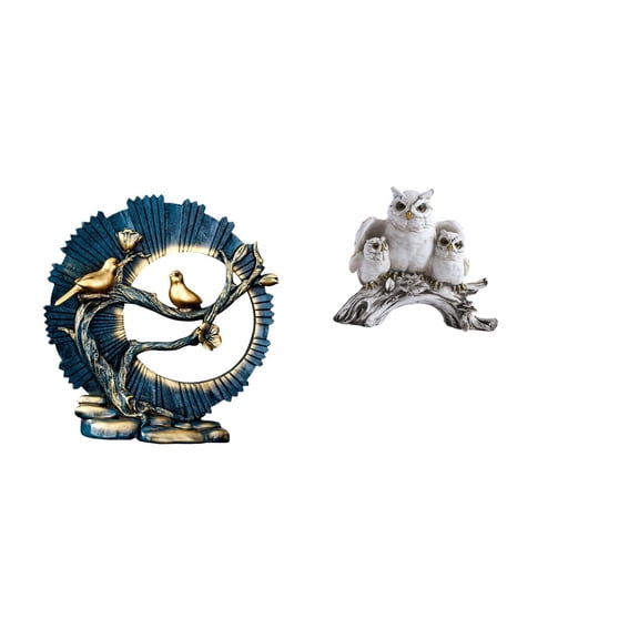 CoudarTitie Resin Owl Figurine Sculpture for Modern Living Room Office Desk Bookshelf Cabinet Tabletop Indoor House Decoration Nightstand Craft