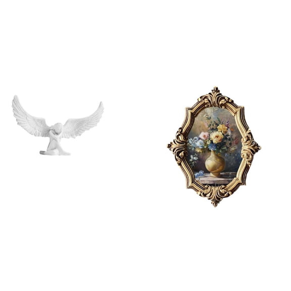 CoudarTitie Resin Sculpture with Vintage Art Frame for Office Housewarming Bookshelf Hallway Desktop and Bedroom Gallery Decor