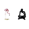 thumbnail image 1 of CoudarTitie Resin Statue Flamingo Sculpture Abstract Reader Figurine Human Figurine Decor Embossed Pattern Suitable for Office Shelf Home Garden Living Room Bedro, 1 of 8