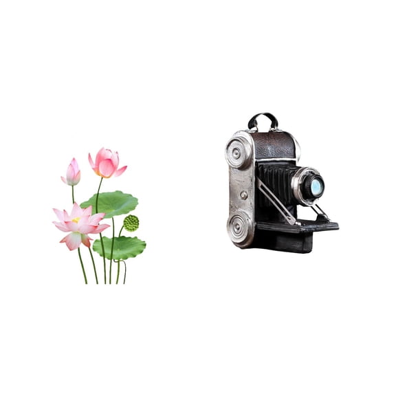 CoudarTitie Retro PVC Wall Sticker Art Decor for Living Room Kitchen Sofa TV Background Home Decoration with Camera Statue Model Resin Ornament Unique Showcase Decorative Prop for Cabinets