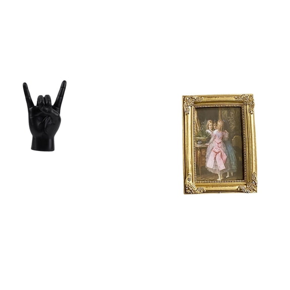 CoudarTitie Rock Hand Gesture Sculpture Resin Frame Creative Finger Statue Glass Poster Holder Apartment Bedroom Restaurant Decor Tabletop Wall Display