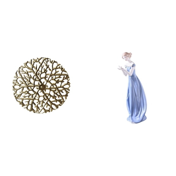 CoudarTitie Rustic Metal Wall Art Sculpture with Wrought Iron and Ceramic Porcelain Lady Figurine Modern Nordic Girl Statue for Office Living Room Shelf Decor