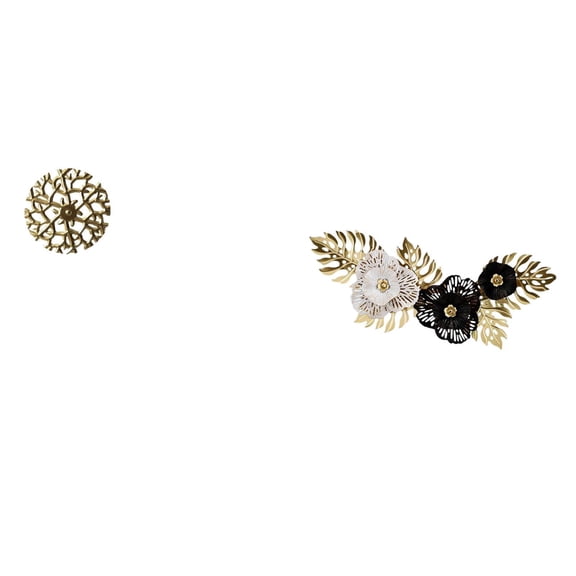 CoudarTitie Rustic Scenic Wrought Iron Flower Leaves Sculpture Plaque 3D Hanging Pendants for Office Living Room Dining Room Gift Home Decorations Hotel Holidays