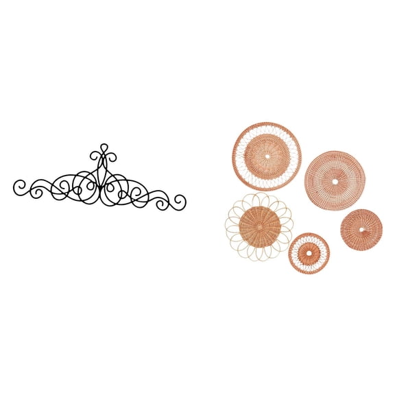 CoudarTitie Scroll Wall Art Decor Metal Wall Art Decor Unique Rattan Woven Wall Hanging Decorative for Patio Porch Hallway Bedroom Cafe