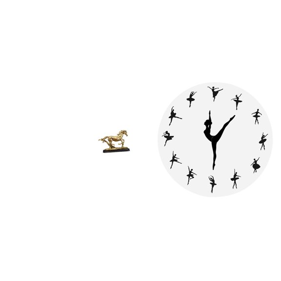 CoudarTitie Sculpture Figurine Artwork Collectible Ornament Horse Statue for Desk Decoration Living Room Furniture Home Decor Ballerina Wall Clock Ballet Dancing Girl Silent Mute Dance Charming