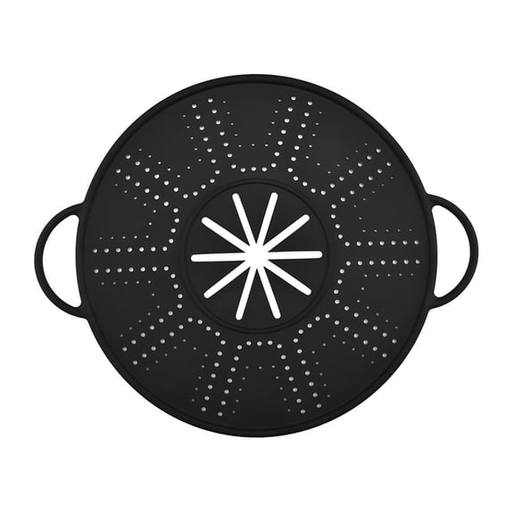 CoudarTitie Silicone Spill Stopper Lid Round Oil Splash Guard Mat for Restaurant Cooking Black