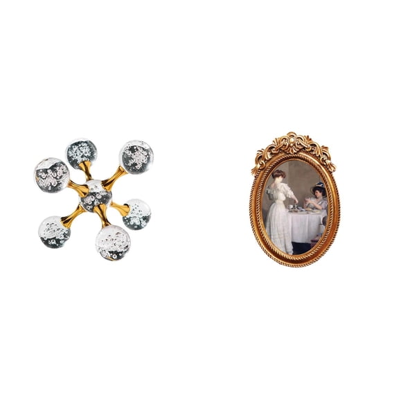 CoudarTitie Sphere Figurine Tabletop Ornament Modern Statue Decorative Sculpture for Desk Office Shelf Living Room Home Decoration Ornate Photo Frame Small Resin Picture Frame Hanging