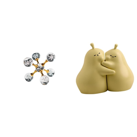 CoudarTitie Sphere Hugging Pear Figurine Tabletop Ornament Modern Ceramic Statue Decorative Sculpture Bookend for Desk Office Shelf Living Room Home Decoration Fine Workmanship Wonderful Gift