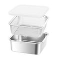 thumbnail image 1 of CoudarTitie Stainless Steel Food Container with Strainer Stackable Reusable Food Storage Box 2000ml, 1 of 9